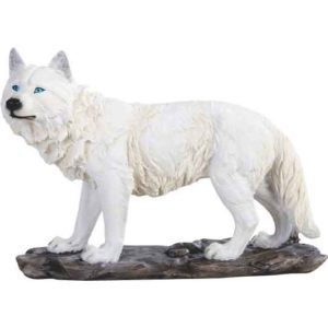 Prowling Snow Wolf Statue