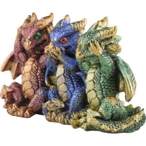 No Evil Dragon Trio Statue