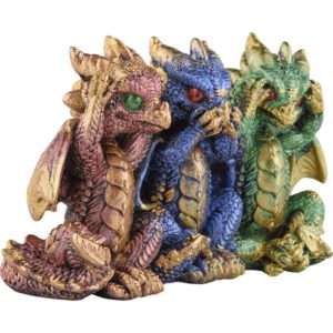 No Evil Dragon Trio Statue
