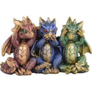 No Evil Dragon Trio Statue