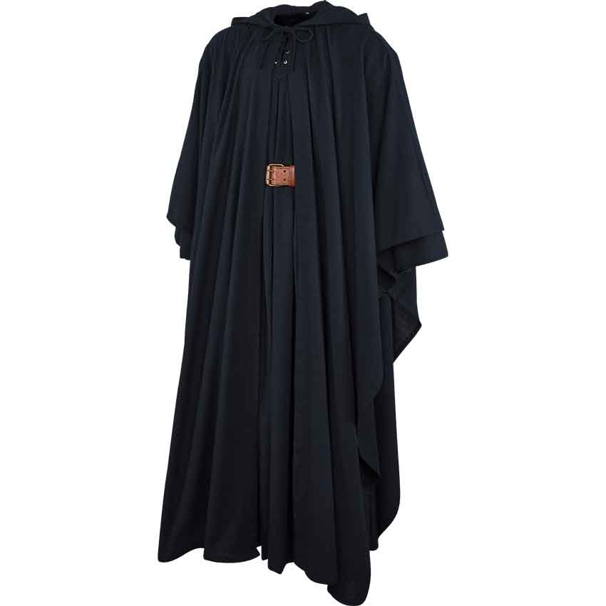 Wizard Robe With Hood - Black Magic Cloak Costume For Adults & Teens, Halloween & Cosplay