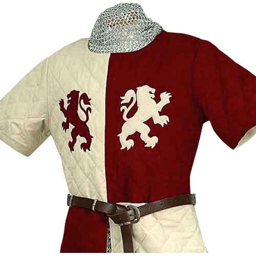 Heraldic Lions Quilted Surcoat - 101516 - Medieval Collectibles