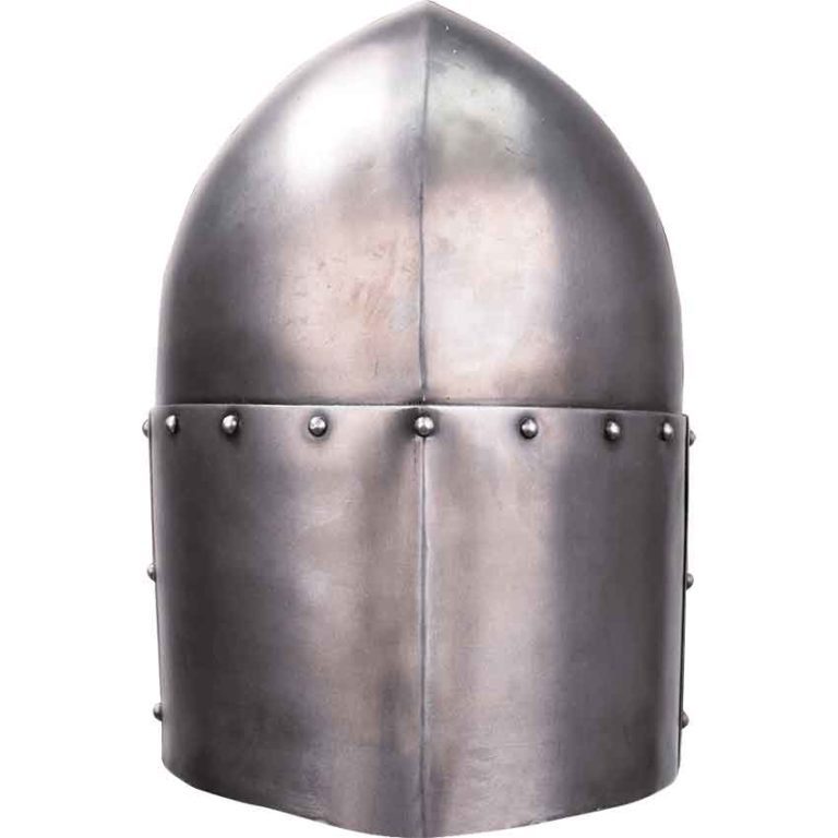 Silver Stainless Steel Medieval Armor Sugarloaf Crusader Armor Helmet