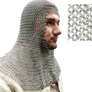 European Flat Ring Chainmail Coif - Wedge Riveted