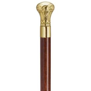 Brown and Brass Knob Walking Stick