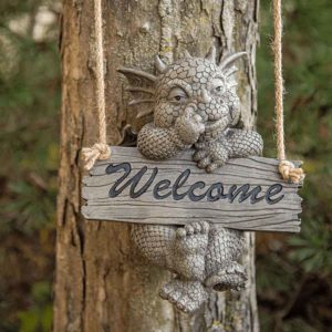 Welcome Sign Dragon Garden Statue