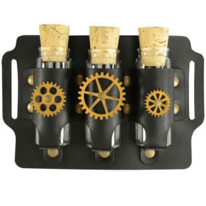 Geared Steampunk Three Bottle Holder Belt Slide