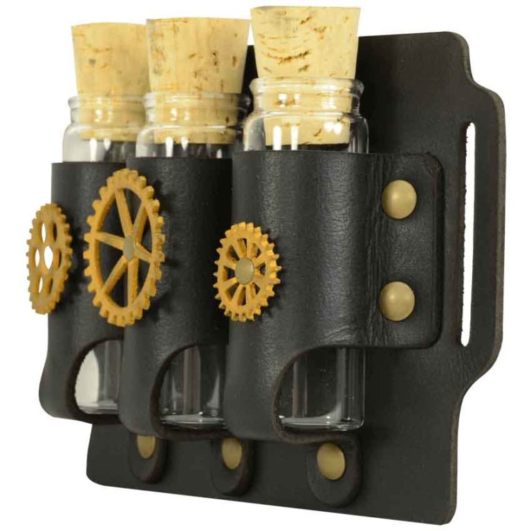 Geared Steampunk Three Bottle Holder Belt Slide