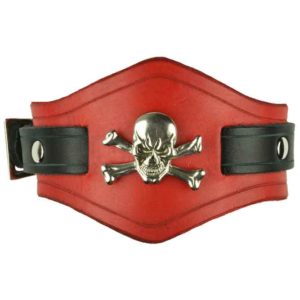 Jolly Roger Leather Wrist Cuffs