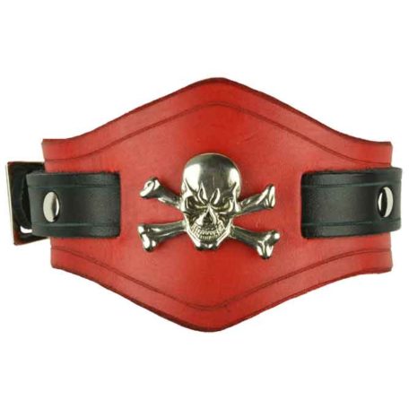 Jolly Roger Leather Wrist Cuffs - DK6032 - Medieval Collectibles
