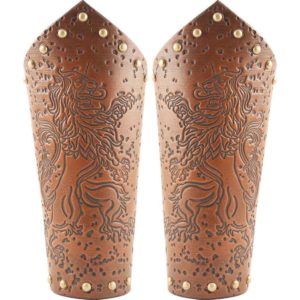 Rampant Lion Leather Arm Bracers