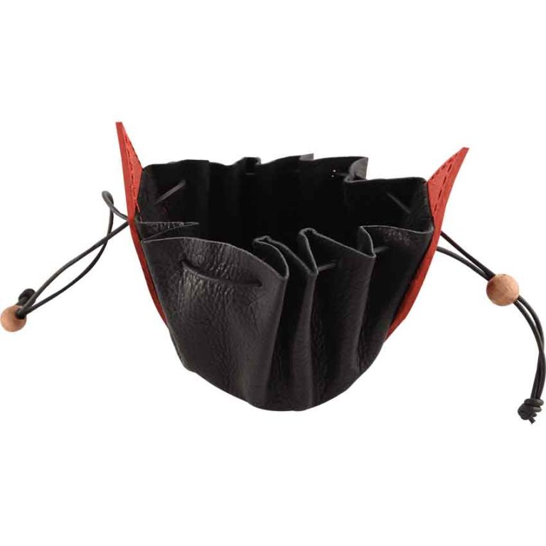 Leather Medieval Purse with Red Trim