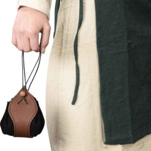 Leather Medieval Purse with Brown Trim