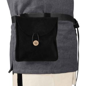 Large Black Suede Pouch