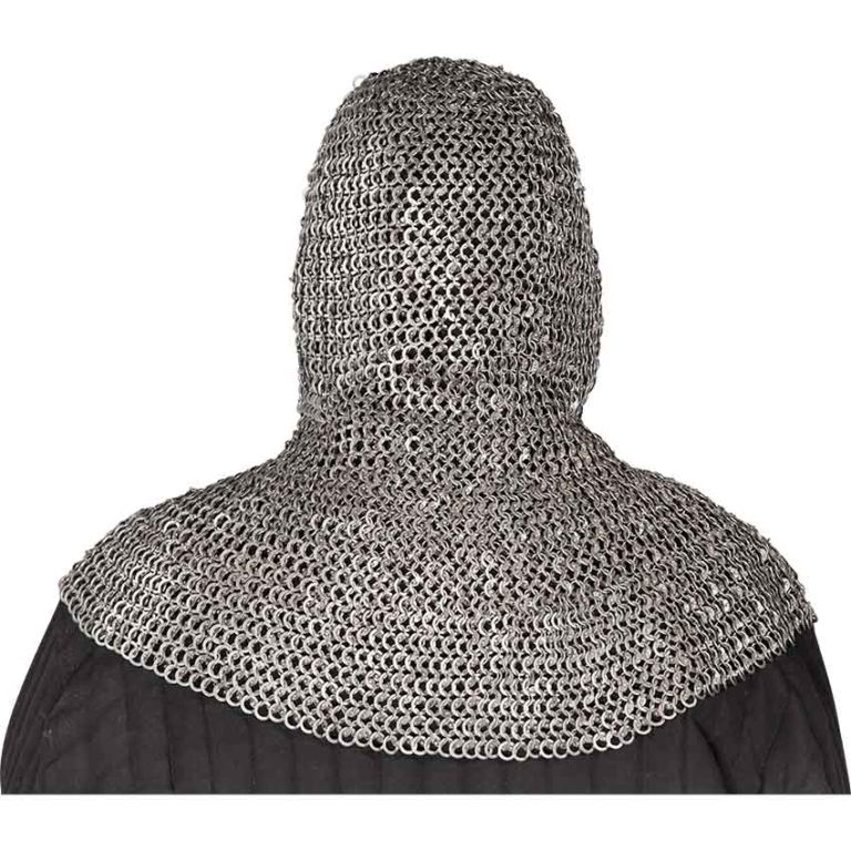 Round Ring Round Riveted Chainmail Coif - HW-700768 - Medieval Collectibles