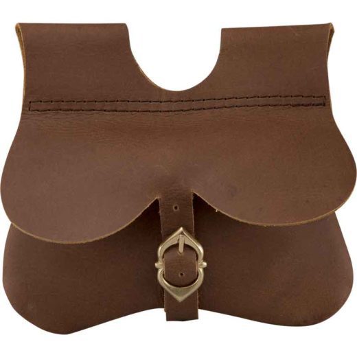 Leather Medieval Kidney Pouch - Brown - HW-700850 - Medieval Collectibles