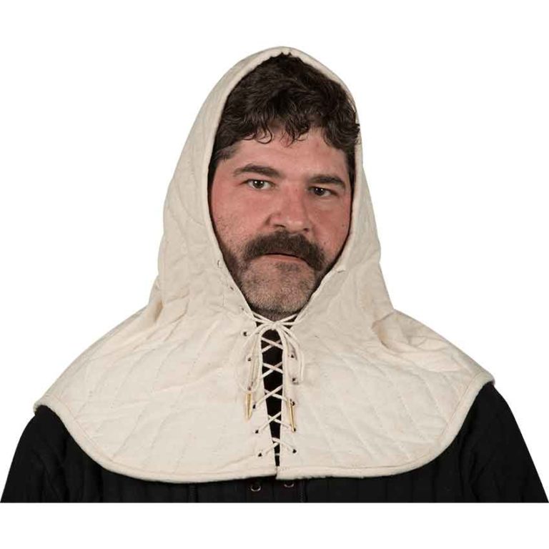 Medieval Padded Coif- Ecru