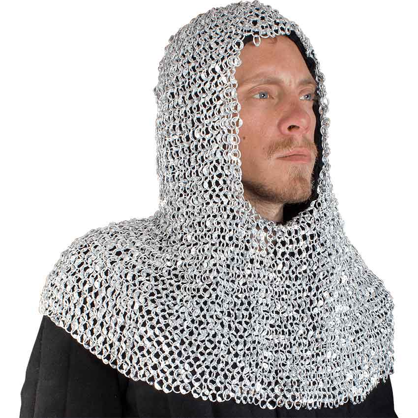 Riveted Aluminum Chainmail Coif - MCI-3087 - Medieval Collectibles