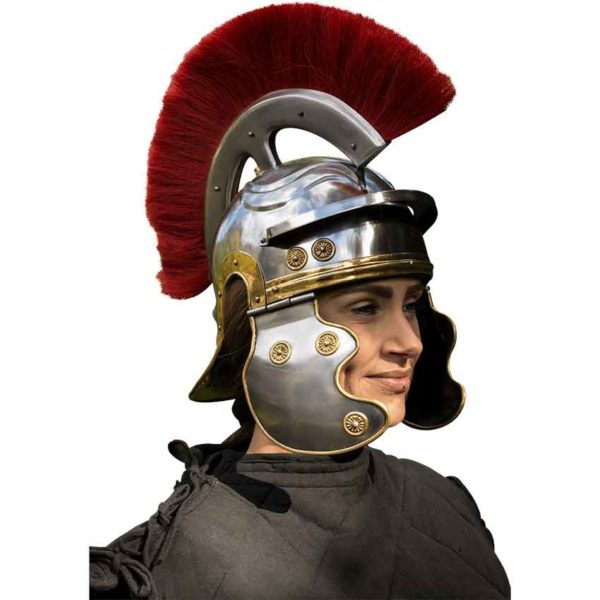 Roman Trooper Helmet with Red Plume