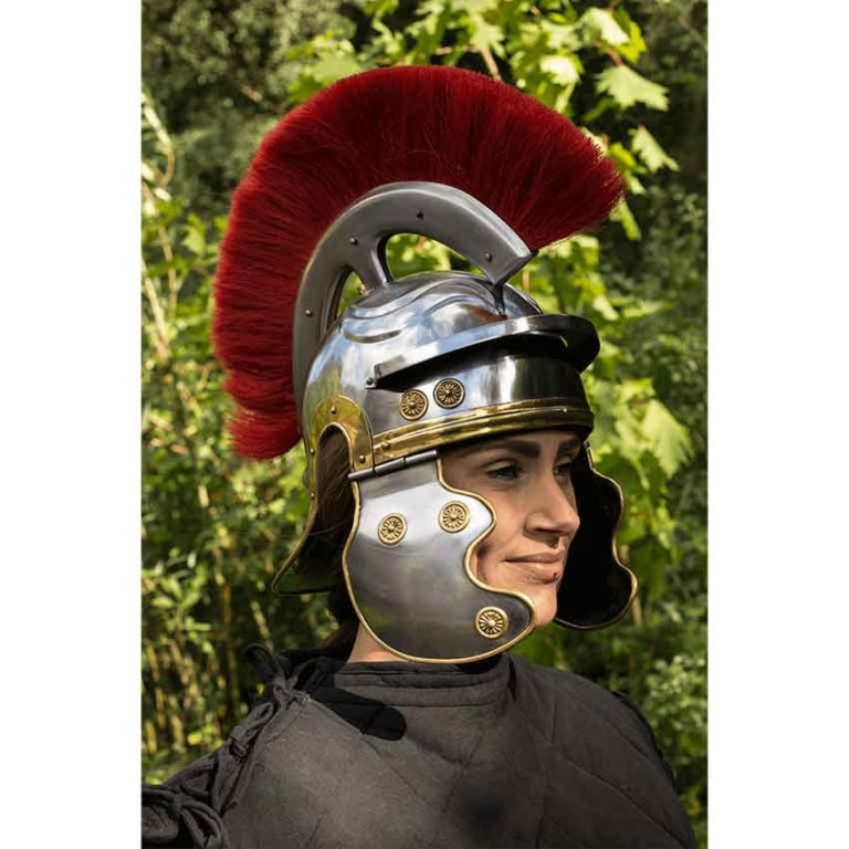 Roman Trooper Helmet with Red Plume