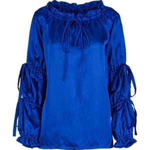 Juliet Tied Sleeve Satin Blouse