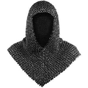 Richard Riveted Blackened Chainmail Coif