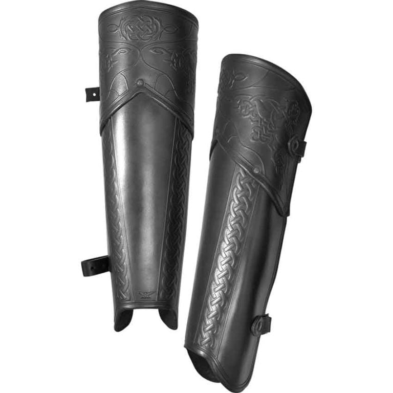 Celtic Mantikor Leather Greaves