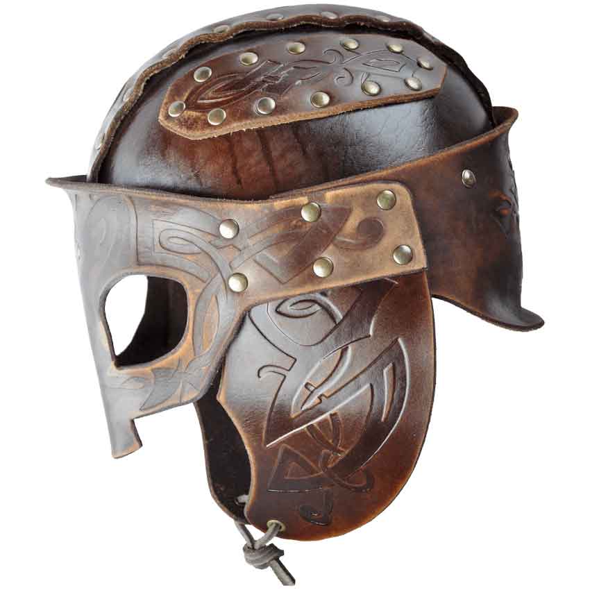 Odomar Viking Leather Helmet - Medieval Collectibles