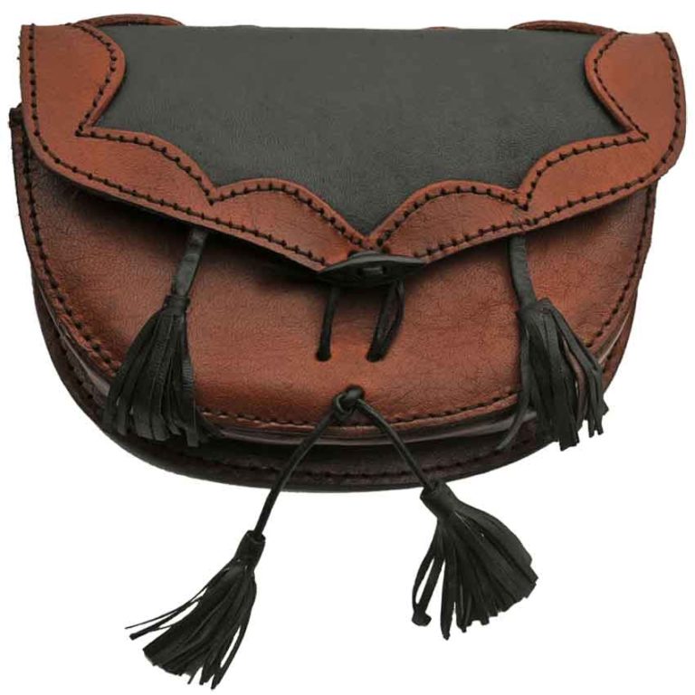 Leather Belt Bag with Black Tassels - ZS-HS-4411 - Medieval Collectibles