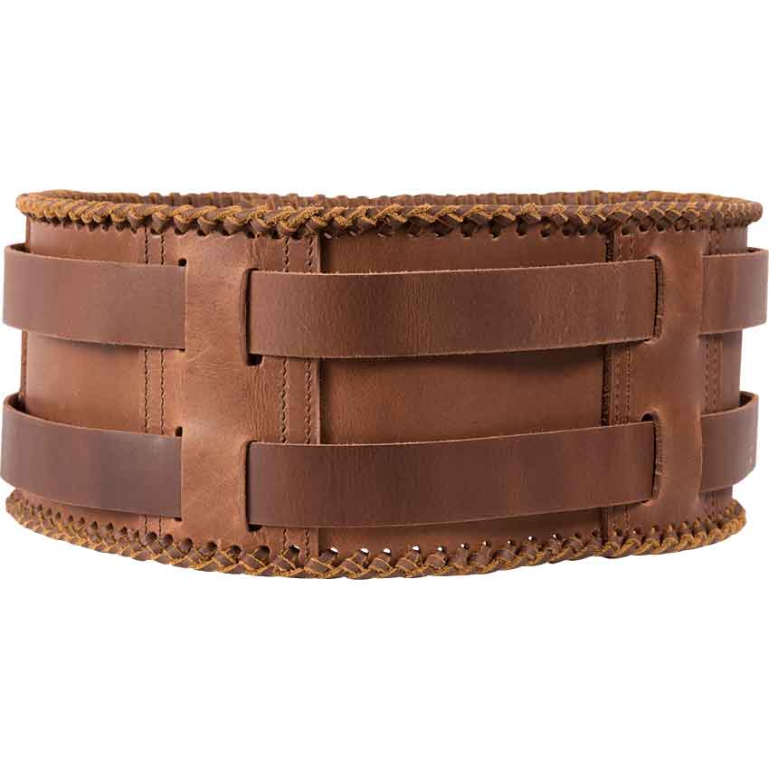 Laced Leather Wide Belt - Brown - HW-701323 - Medieval Collectibles | Hüftgürtel