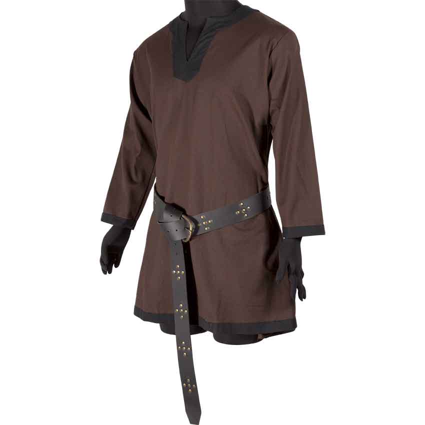 Basic Medieval Tunic - Brown with Black - HW-701393BR - Medieval ...