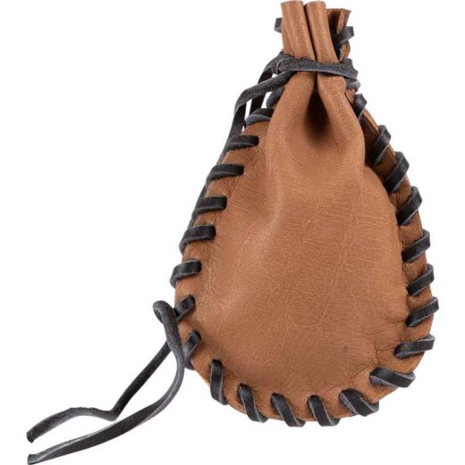 Small Laced Leather Pouch - HW-701482 - Medieval Collectibles