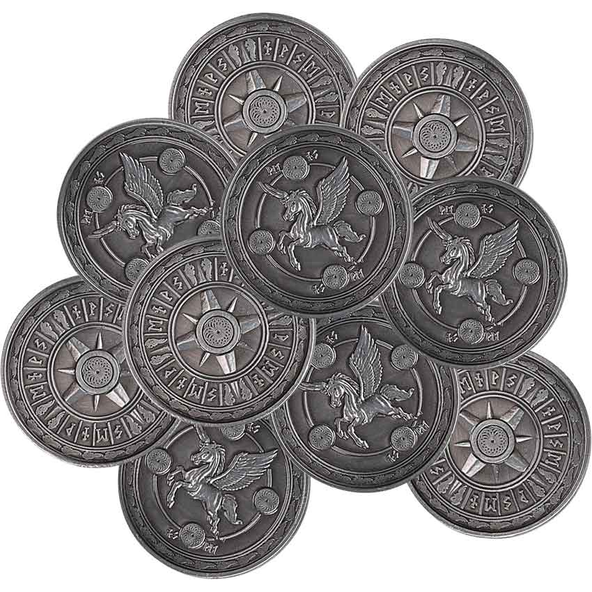 Set of 10 Silver Air LARP Coins