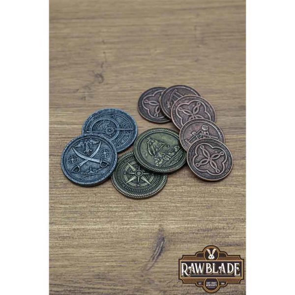 Set of 10 Gold Pirate LARP Coins