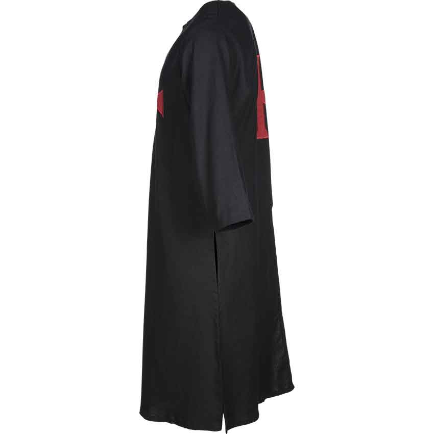 Black with Red Cross Templar Tunic - HW-700929 - Medieval Collectibles