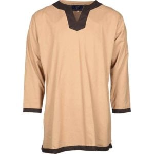 Basic Medieval Tunic - Natural with Brown