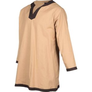 Basic Medieval Tunic - Natural with Brown