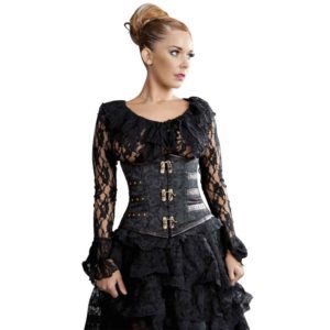 Black Scroll Brocade Underbust Corset