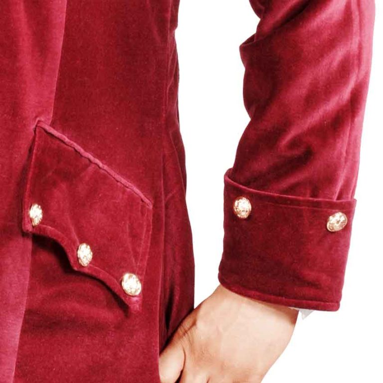 Pirates Captain England Red Velvet Coat