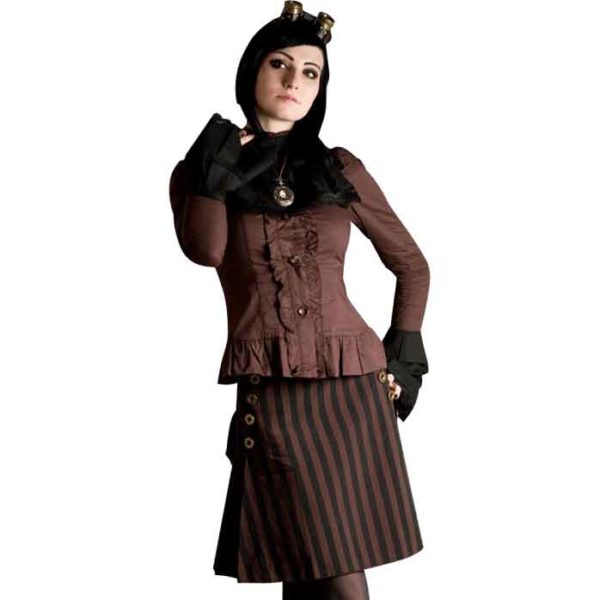 Steampunk Striped Ruffled Back Skirt