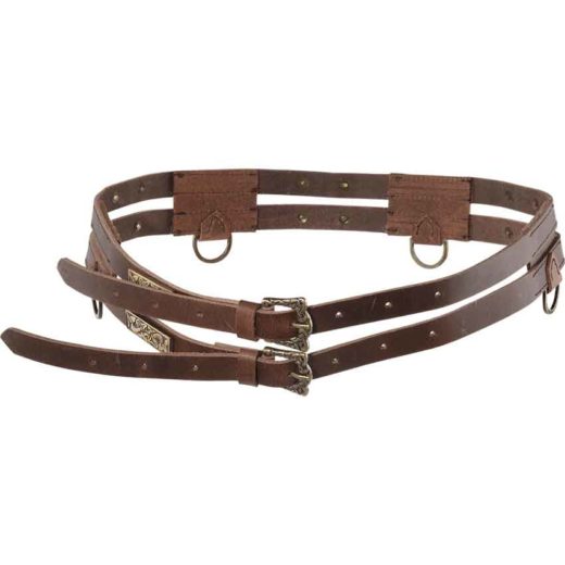 Celtic Twin Belt - Brown - HW-701324 - Medieval Collectibles