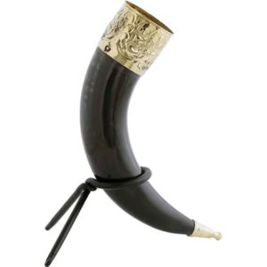 Fleur-de-Lys Rim Drinking Horn with Stand