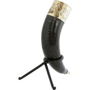 Fleur-de-Lys Rim Drinking Horn with Stand