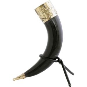 Fleur-de-Lys Rim Drinking Horn with Stand