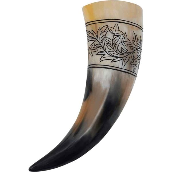 Floral Engraved Drinking Horn