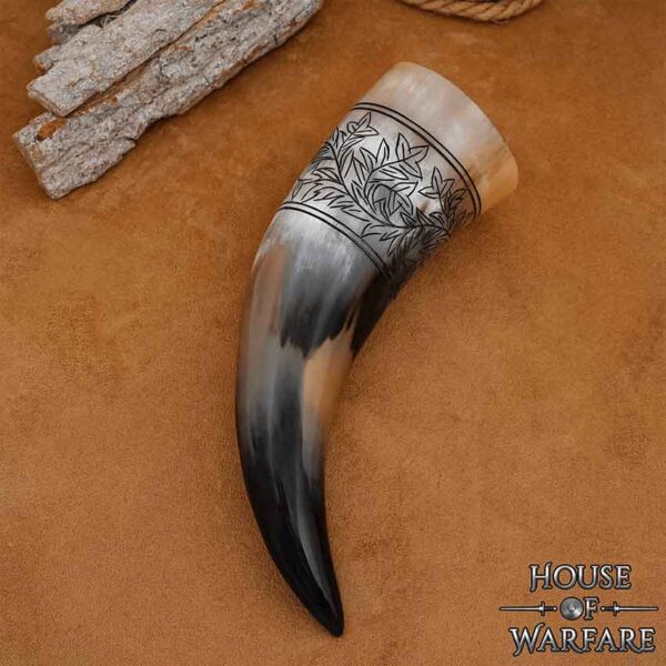 Floral Engraved Drinking Horn