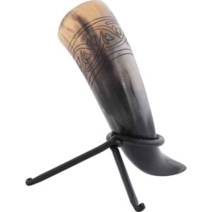 Floral Knotwork Drinking Horn with Stand