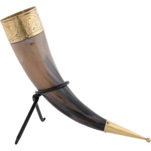 Knotwork Rim Drinking Horn with Stand