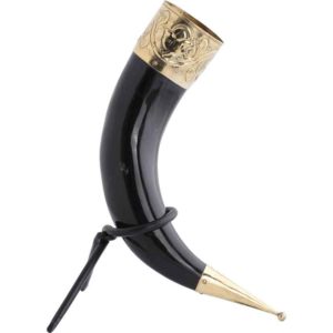 Floral Rim Drinking Horn with Stand