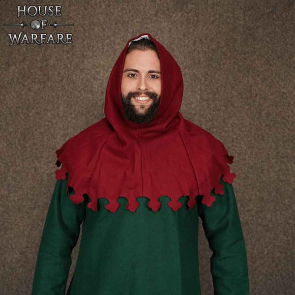 Wool Medieval Liripipe Hood - Maroon